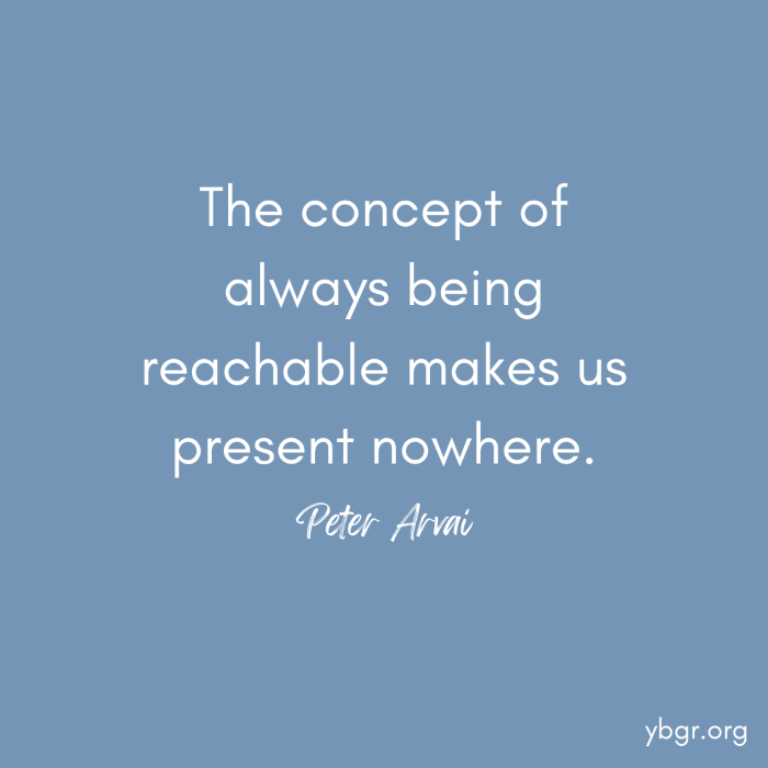 Quote 3 - The concept of always being reachable makes us present nowhere